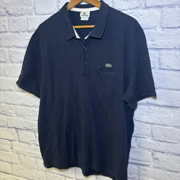 LACOSTE Mens Polo Shirt Size 8 3XL Navy Blue Cotton Quiet Luxury Golf Career - Picture 6 of 12